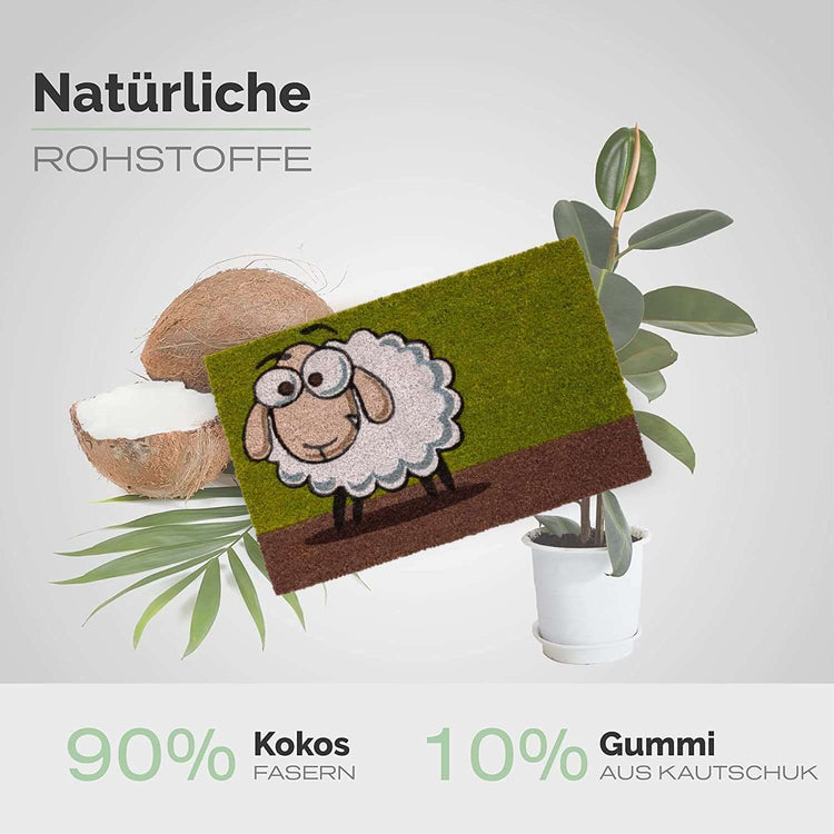 Entrando Fußmatte aus Kokos mit Schaf Motiv Materialien