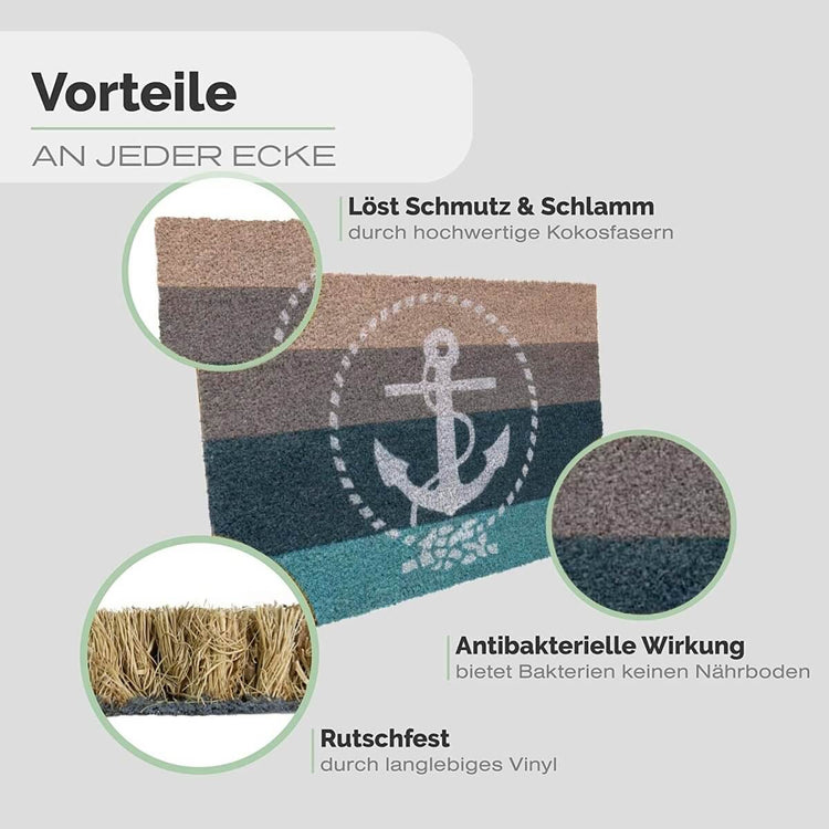 Fussmatte aus Kokos mit Anker-Motiv - Entrando