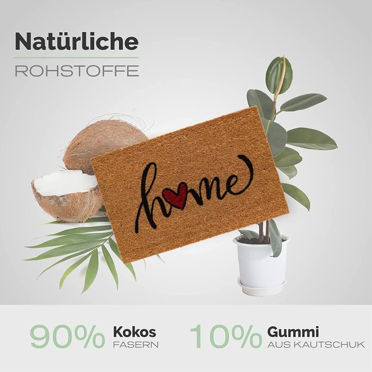 Fussmatte Kokos Home mit rotem Herz - Entrando