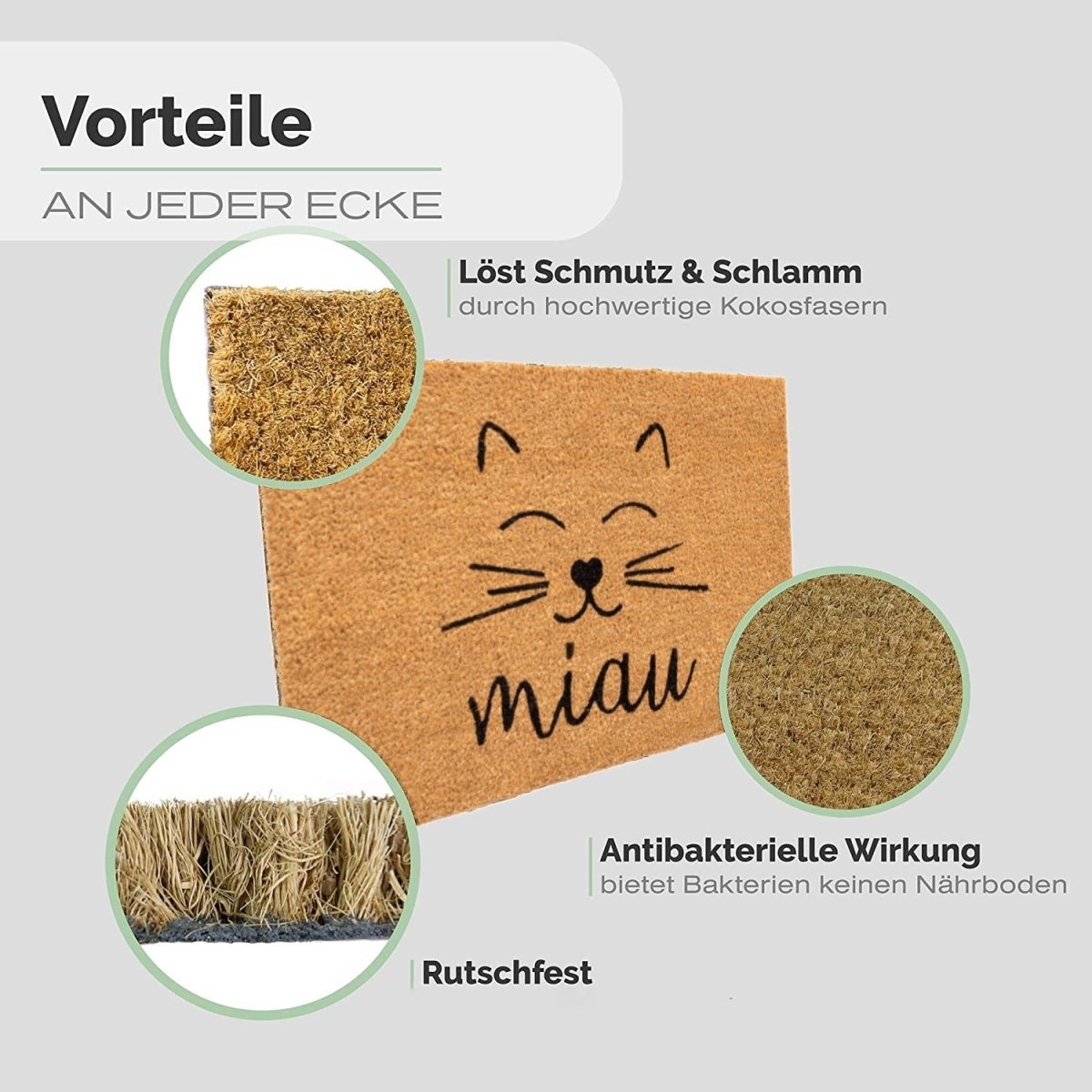 Fussmatte Kokos Miau mit Katzenmotiv - Entrando